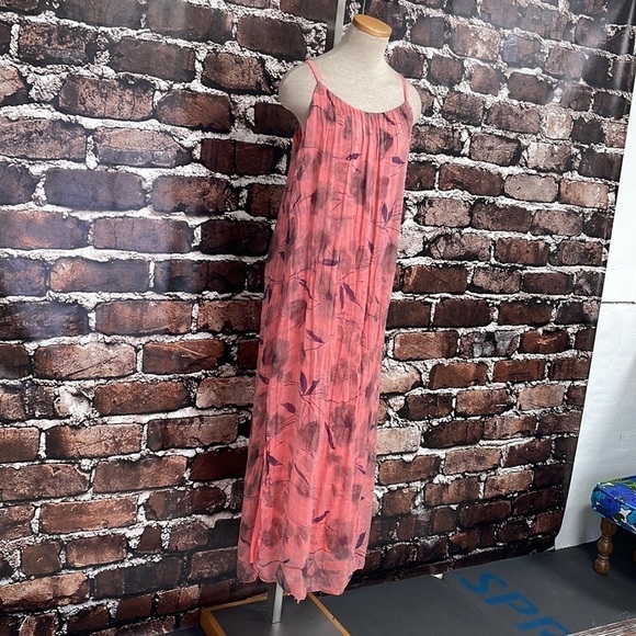 ALOHA Hawaiian Dress Sleeveless Slip Floral Pink Purple Silk Italy Medium Hawaii - Picture 6 of 14